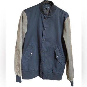 Retro Five Four Navy & Gray Button Down Bomber College Men’s S Jacket MINTY